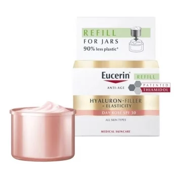 ЕУЦЕРИН ХИАЛУРОН ФИЛЪР + ЕЛАСТИСИТИ РОУЗ Озаряващ дневен крем SPF30 ПЪЛНИТЕЛ 50 мл.