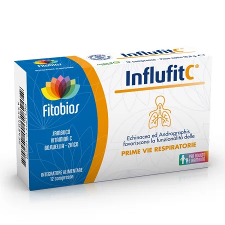 Influfit C - Ехинацея 400 mg + Андрографис 300 mg + Витамин C 80 mg – Имунна защита при настинки и вируси, 12 таблетки