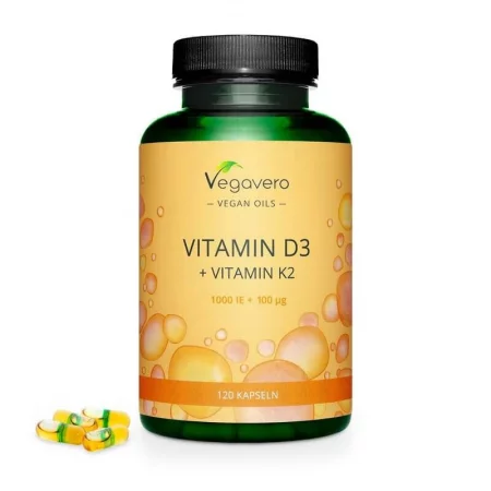 Vitamin D3 + K2 / Витамин D3 1000 IU + К2 100 µg, 120 капсули, 100% Vegan