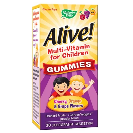 Мултивитамини за деца Алайв - Alive! Multi-Vitamin for Children Gummies, 30 желирани таблетки