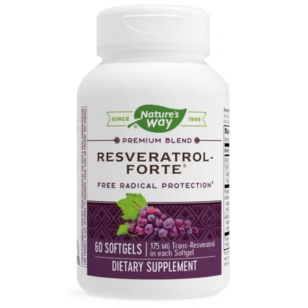 Премиум формула за сърдечно-съдовата система и мозъка - Resveratrol Forte, 450 mg, 60 софтгел капсули