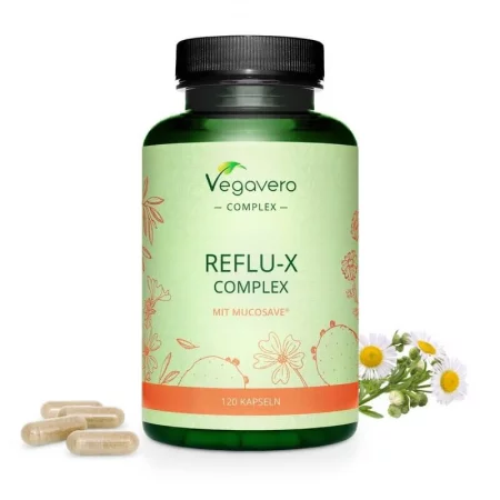 Reflu-X Complex mit Mucosave / Билкова смес срещу киселинен рефлукс, 120 капсули, 100% Vegan