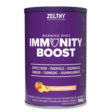 Immunity Boost с витамин C, D3, цинк, селен и прополис - За нормална функция на имунната система, 150 g прах, праскова