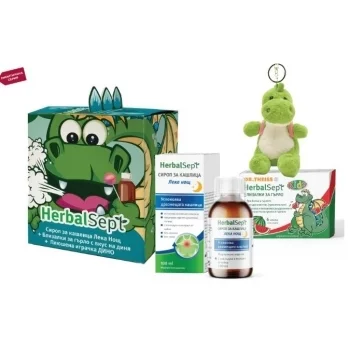 НАТУРПРОДУКТ ХЕРБАЛСЕПТ ЛЕКА НОЩ Сироп за кашлица 100 мл.+Близалки за гърло x 6 ПРОМО