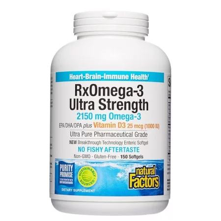 Rx Omega-3 Ultra Strength 2150 mg + Витамин D3 1000 IU, 150 софтгел капсули