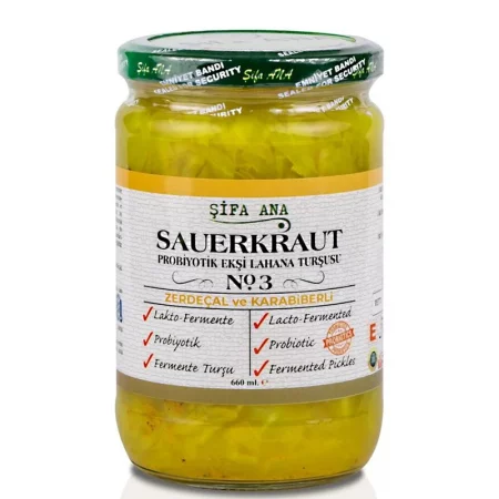 Кисело зеле с пробиотици, куркума и черен пипер – Ферментирала туршия за добро храносмилане, 660 ml