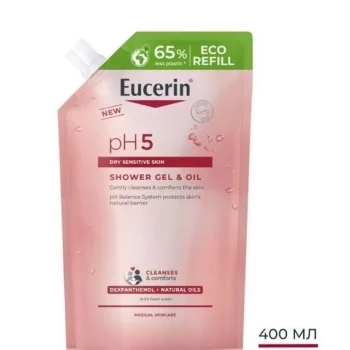 ЕУЦЕРИН pH5 Душ гел с натурални масла ЕКО ПЪЛНИТЕЛ 400 ml.