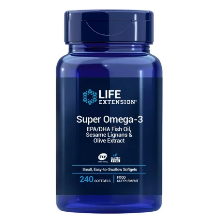 Сърдечна и мозъчна функция - Супер Омега-3 (с лигнан от сусам и екстракт от маслина), 240 софтгел капсули