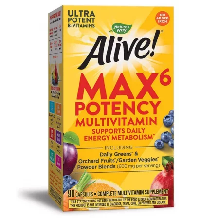 Мултивитамини Алайв Max6 максимум сила - без желязо - Alive!® Max6 Potency Multivitamin, 90 капсули