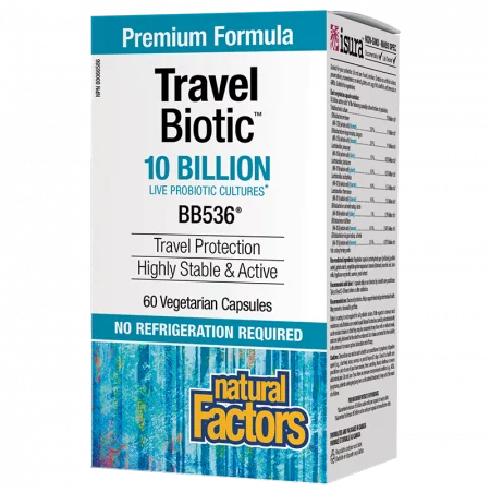 Travel Biotic™ BB536® - Пробиотик (подкрепа при далечни пътувания), 10 млрд. активни пробиотици, 60 капсули