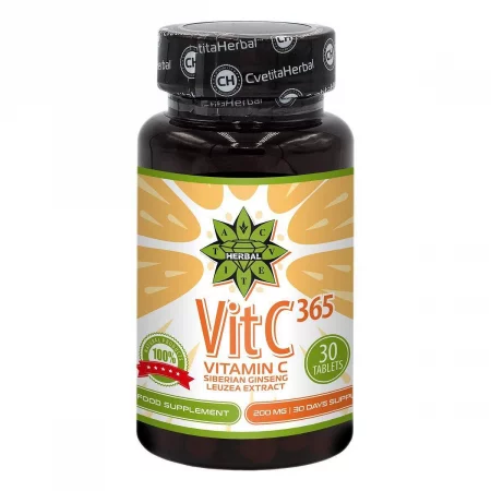 Vitamin C 365 - Витамин C 365 със Сибирски Женшен и Левзея - 30 таблетки