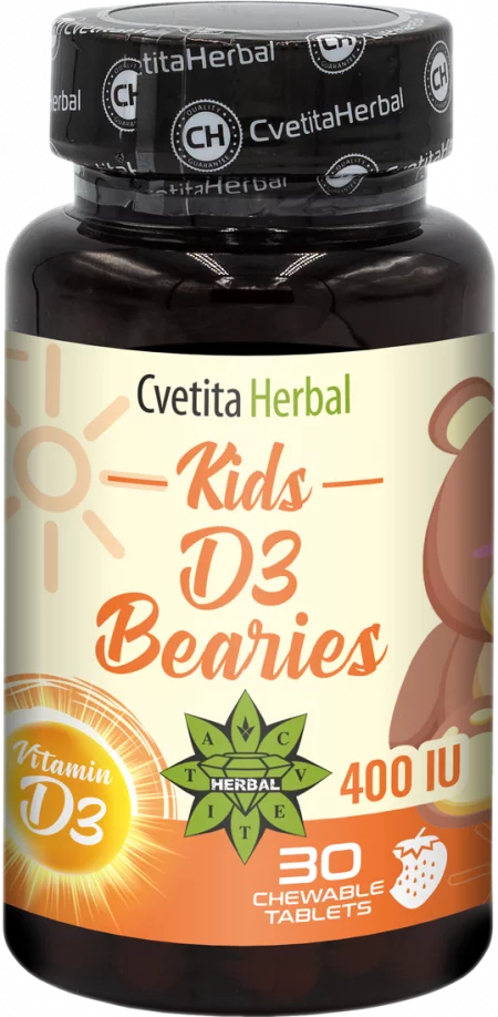 Kids D3 Bearies - Кидс Д3 Берис Витамини D3 за Деца 30 таблетки x 400 IU