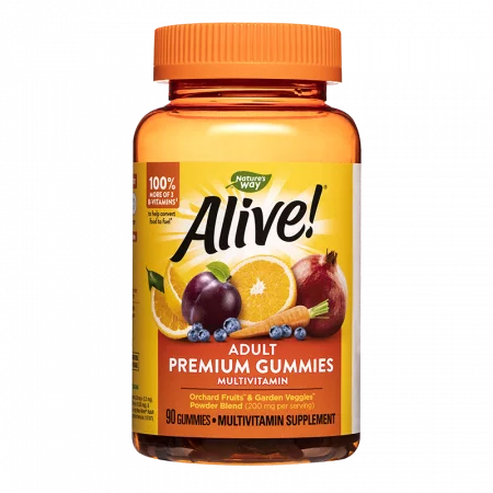 Премиум мултивитамини Алайв - Alive! Adult Premium Gummies Multivitamin, 90 желирани таблетки