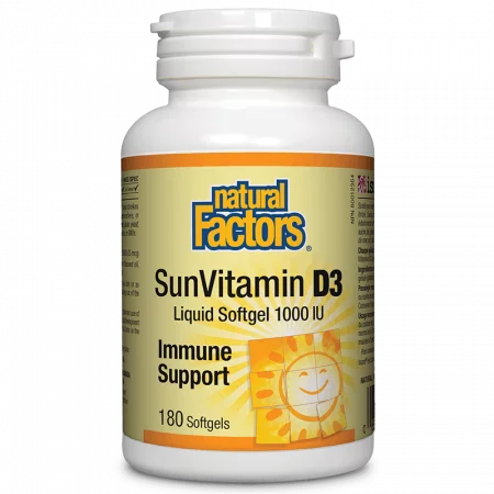 SunVitamin D3 1000 IU / Витамин D3 1000 IU, 180 софтгел капсули