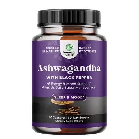 Ашваганда 650 mg + Черен пипер 5 mg – При стрес, тревожност и проблеми със съня, 60 капсули
