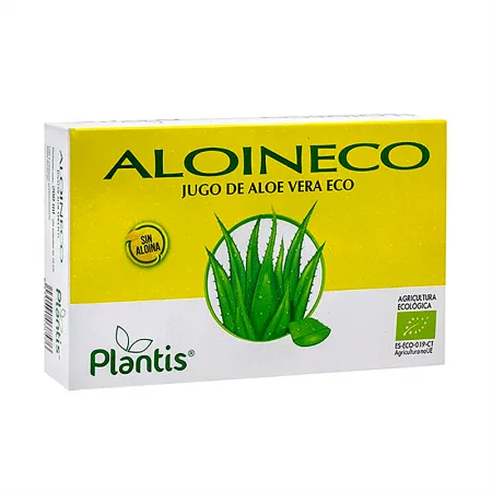 Сок от алое вера органик (без алоин) - Aloin Eco Zumo de Aloe Vera Eco /Sin Aloina/ Plantis®, 20 ампули