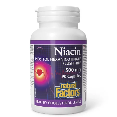 Ниацин 500 mg + Инозитол 120 mg (инозитол хексаникотинат, без зачервяване) – Нервна система и метаболизъм, 90 капсули