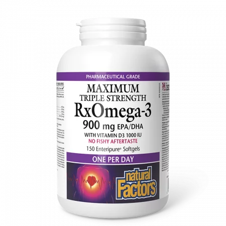 RX Omega-3 Maximum Triple Stength 1425 mg (тройна концентрация 900 mg EPA DHA) + витамин D3 1000 IU, 150 софтгел капсули