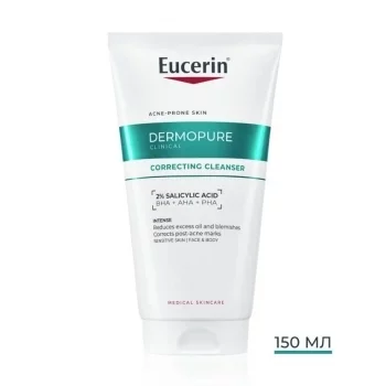 ЕУЦЕРИН ДЕРМОПЮР КЛИНИКЪЛ Коригиращ измиващ гел 150мл .