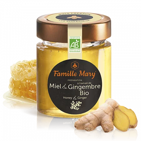 Пчелен акациев мед + Джинджифил БИО - Miel Gingembre BIO, 170 g