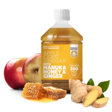 Ябълков оцет + мед от манука и джинджифил - Apple Cider Vinegar with Manuka Honey & Ginger (300 MGO) , 500 ml