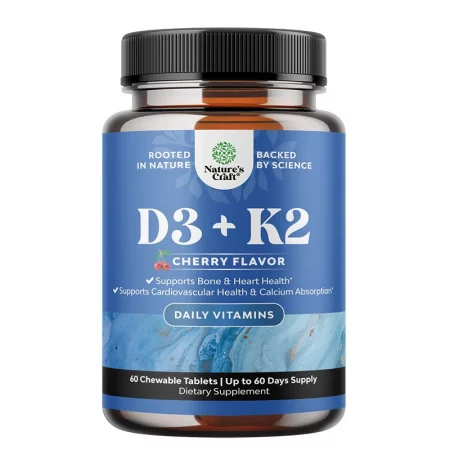 Витамин D3 2000 IU + Витамин K2 75 µg – Здрави кости и имунна система, 60 дъвчащи таблетки