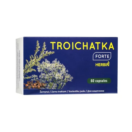 Troichatka Forte - Лен 800 mg + Ким 400 mg + Карамфил 200 mg – Чревен комфорт и храносмилателен баланс, 60 капсули