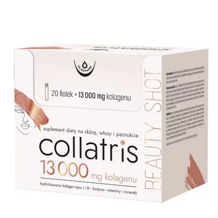 Течен колаген Collatris 13000 mg + витамини и минерали – За коса, кожа и нокти, 20 флакона за пиене х 25 ml