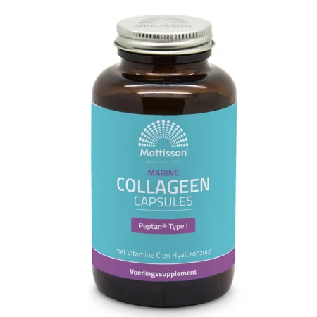 Рибен колаген (тип 1) с витамин С и хиалуронова киселина - Marine Collagen Peptan, 180 капсули