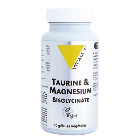 Стави, кости и мускули - L-Таурин, Магнезий (бисглицинат) + Витамин В6 и D3, 60 капсули
