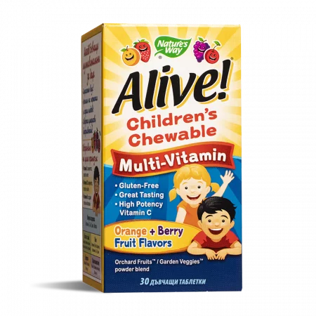 Мултивитамини за деца Алайв - Alive! Children's Chewable Multi-Vitamin, 30 дъвчащи таблетки