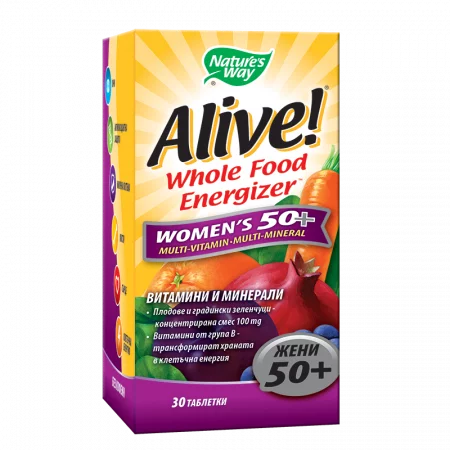 Мултивитамини за жени 50+ Алайв - Alive! Whole Food Energizer Women's 50+, 30 таблетки