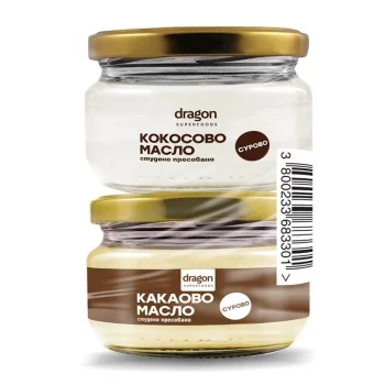 Какаово масло 100 мл. + кокосово масло 100 мл. ПРОМО Dragon Superfoods