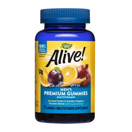 Премиум мултивитамини за мъже Алайв - Alive! Men's Premium Gummies Multivitamin, 75 желирани таблетки