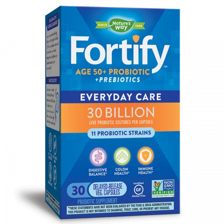 Пробиотик + пребиотици 50+ ежедневна грижа - Fortify Age 50+ Probiotic Everyday Care, 30 млрд. активни пробиотици, 30 капсули