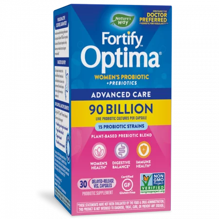 Пробиотик + пребиотици за жени – специална грижа - Fortify Optima Women’s Probiotic, 90 млрд. активни пробиотици, 30 капсули