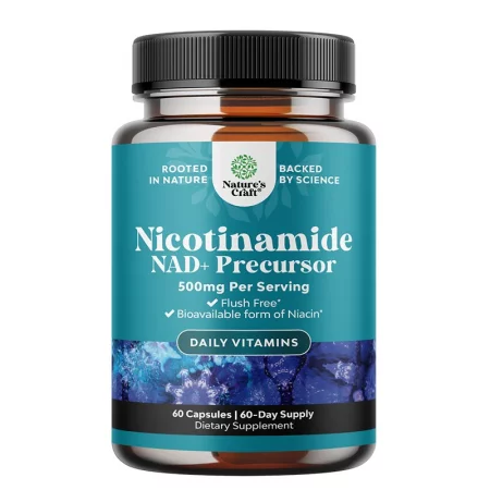 Никотинамид (NAD+ прекурсор) – Клетъчна енергия и фокус, 500 mg, 60 капсули