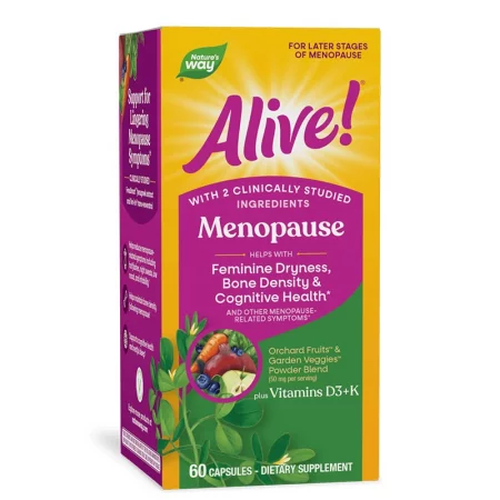 Alive Menopause – Формула с витамини D3 и K, сминдух и ресвератрол Veri-te®, 60 капсули