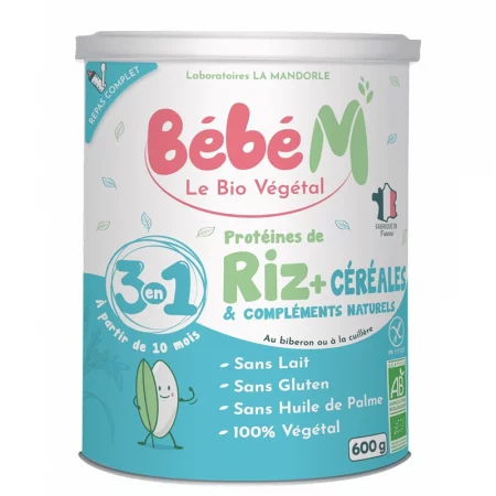 Bébé M Зърнена каша с растителни протеини от ориз, БИО – За бебета 10+ месеца, 600 g