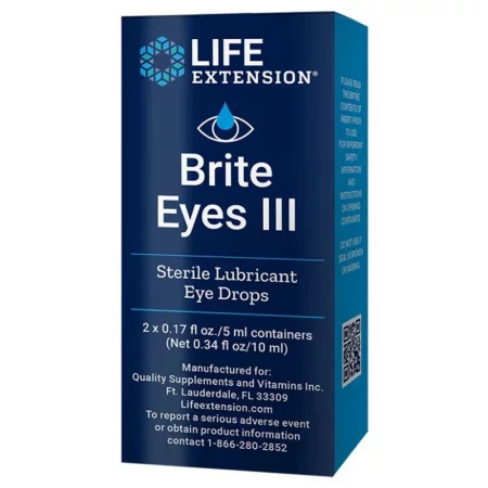 Brite Eyes III  - Стерилен овлажняващ разтвор за сухи и раздразнени очи, 2 флакона, 5 ml