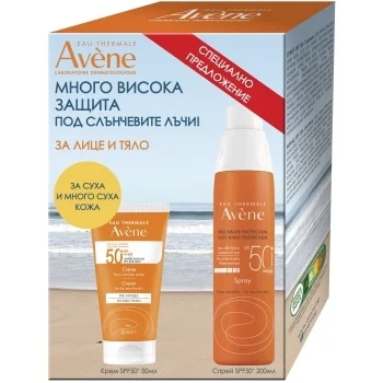 АВЕН Слънцезащитен спрей spf 50+ 200 мл + крем за лице SPF50+ мл ПРОМО