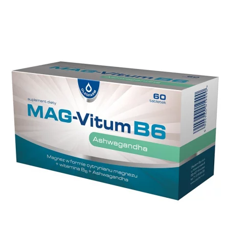 Магнезий 100 mg + Ашваганда 80 mg + Витамин B6 – При стрес, напрежение и умора, 60 таблетки
