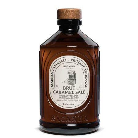 Сироп с вкус на солен карамел – Френски сироп за кафе, десерти и фрапе, Bacanha Brut Caramel Salé, 400 ml