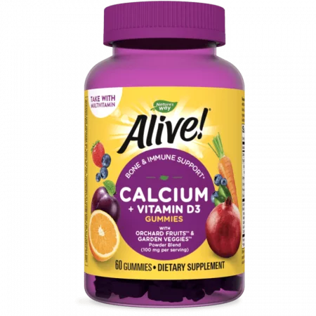 Калций + Витамин D3 Алайв - Alive! Calcium + Vitamin D3 Gummies, 60 желирани таблетки