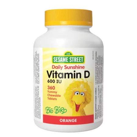 Витамин D3 за деца – Здрави кости и силен имунитет, 15 µg (600 IU), 360 дъвчащи таблетки с вкус на портокал
