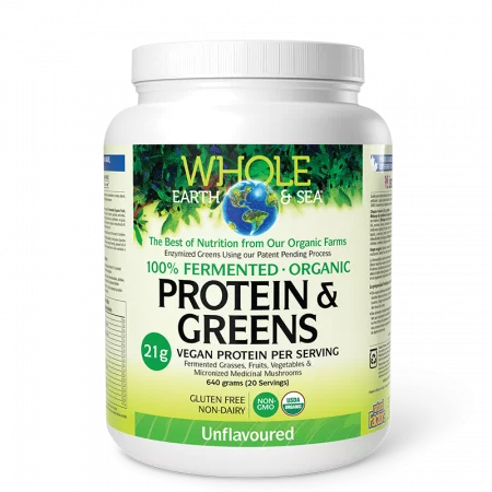 Whole earth and sea® 100 Fermented Organic Protein and Greens (неовкусен), 640 g пудра