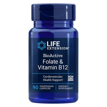 Фолиева киселина и Витамин В12 (BioActive Folate & Vitamin B12), 90 капсули