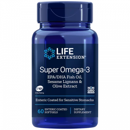 Super Omega-3 / Омега-3 от риба с добавени Лигнан от сусам и Маслина х 60 стомашно-устойчиви софтгел капсули