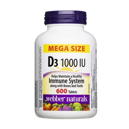 Витамин D3 – За здрави кости, зъби и имунитет, 1000 IU, 600 таблетки