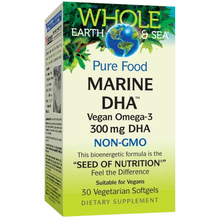 Marine DHA™ Vegan Omega-3 Whole Earth & Sea®/ Веган Омега-3 от микроводорасли 300 mg x 30 софтгел капсули